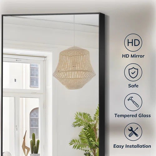 Oversized Full-Length Mirror with Aerospace-Grade Aluminum Frame & Nano Glass – Bedroom, Bathroom, Gym