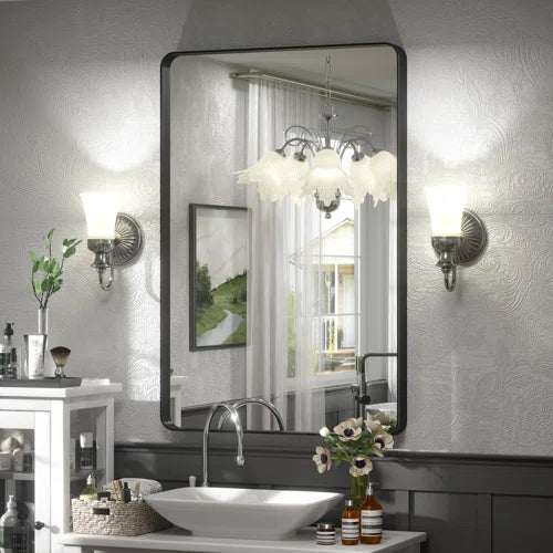 Aevar High-Strength Tempered Glass and Aluminum Alloy Framed French Cleat Mounted Wall Decor Bathroom Vanity Mirror with 5-Year Warranty