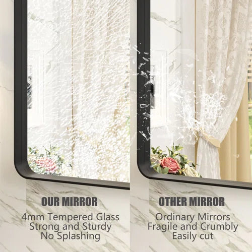 Aevar High-Strength Tempered Glass and Aluminum Alloy Framed French Cleat Mounted Wall Decor Bathroom Vanity Mirror with 5-Year Warranty