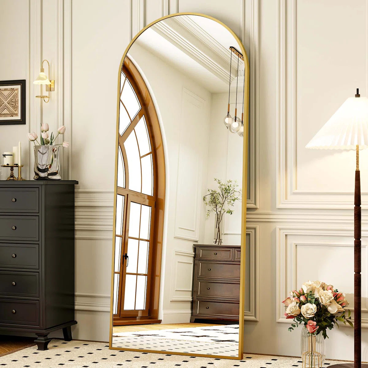 Arch Full Length Mirror with Stand Leaning and Floor Mirrors