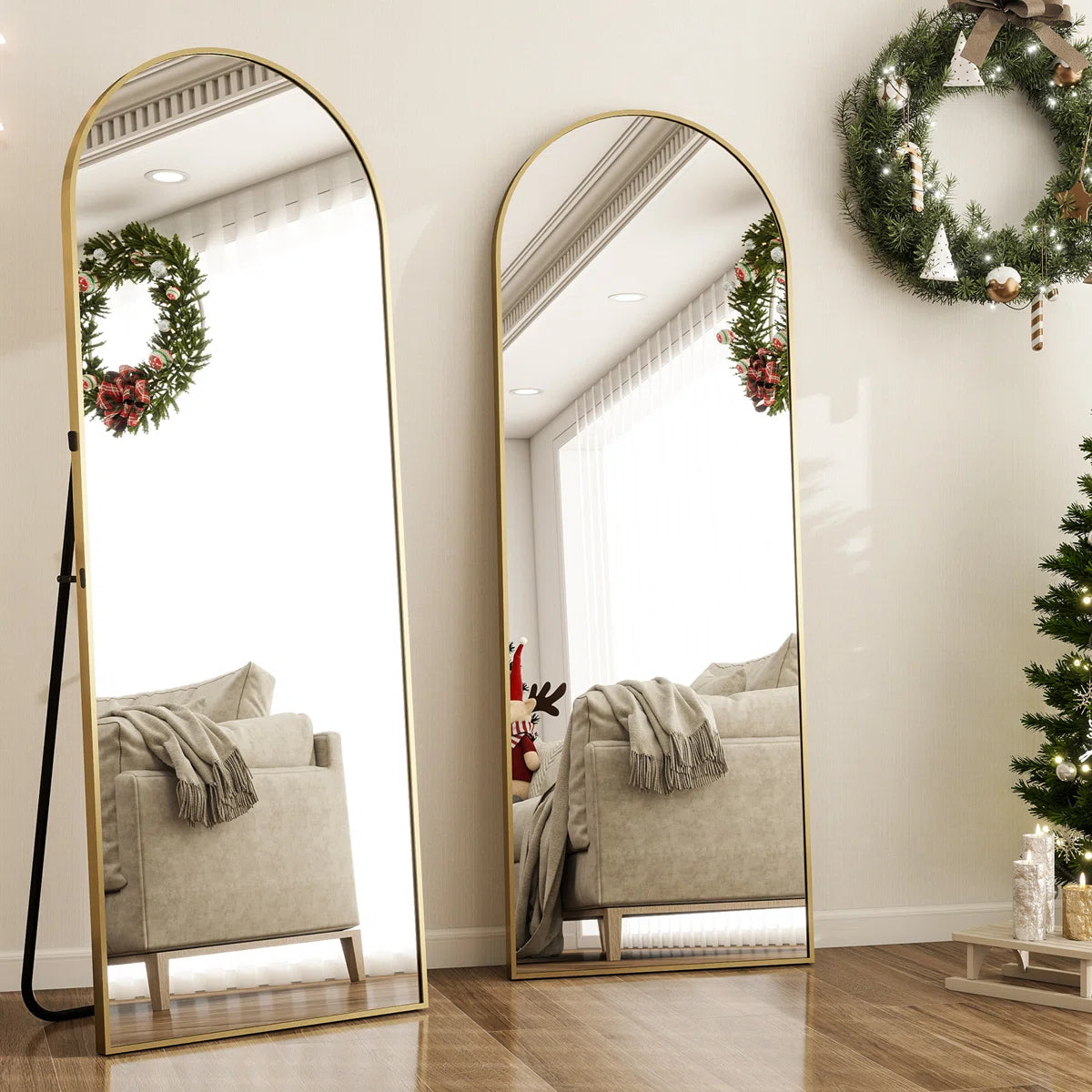 Arch Full Length Mirror with Stand Leaning and Floor Mirrors