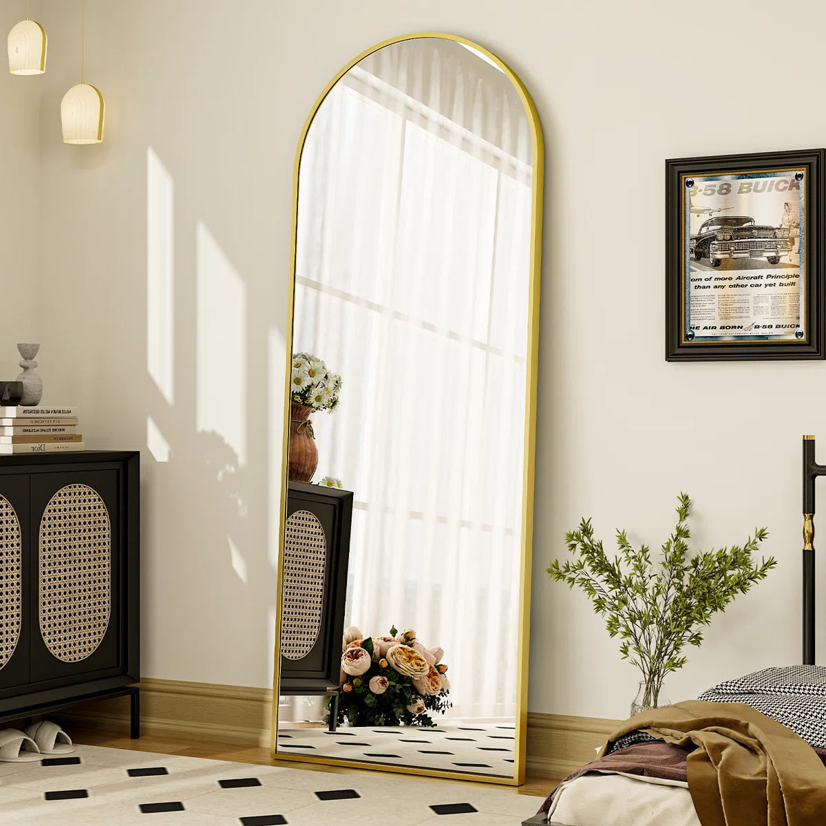 Arch Full Length Mirror with Stand Leaning and Floor Mirrors