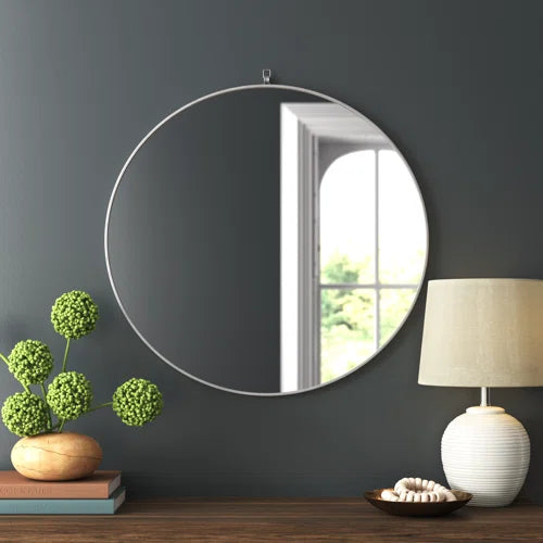 Cassie Metal/Manufactured Wood Round Wall Mirror