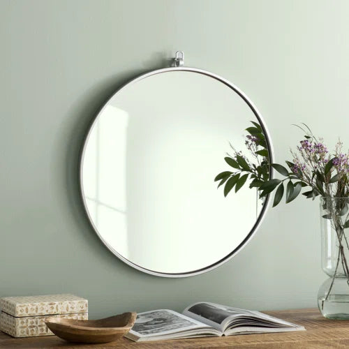 Cassie Metal/Manufactured Wood Round Wall Mirror