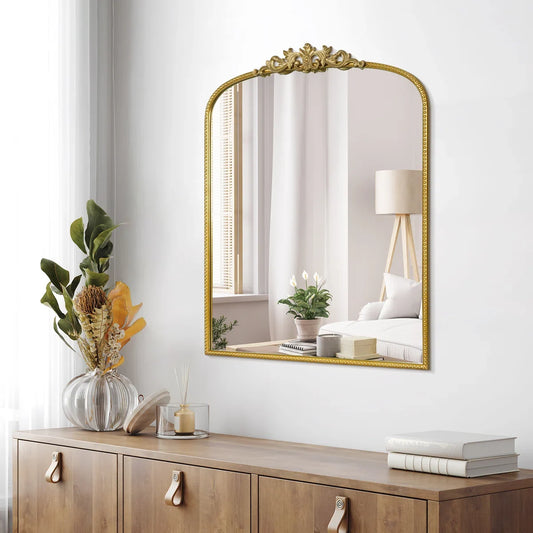 Kiany Metal Arched Mirror Vintage Mirror with Ornate Frame
