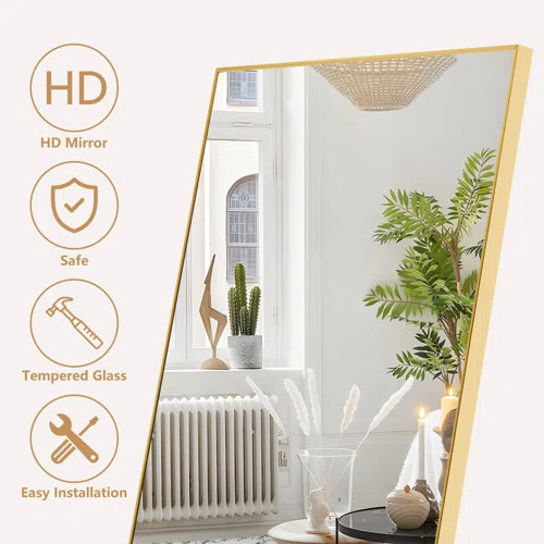 Oversized Full-Length Mirror with Aerospace-Grade Aluminum Frame & Nano Glass – Bedroom, Bathroom, Gym