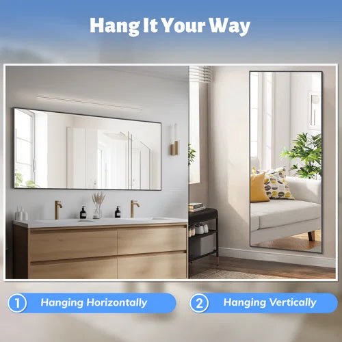 Oversized Full-Length Mirror with Aerospace-Grade Aluminum Frame & Nano Glass – Bedroom, Bathroom, Gym